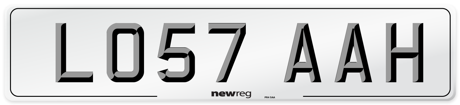 LO57 AAH Number Plate from New Reg